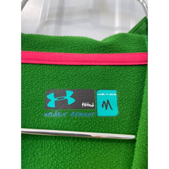 Under Armour Hoodie Size Medium Fitted Long Sleeve Pullover Green Athleisure Gym - Picture 3 of 6